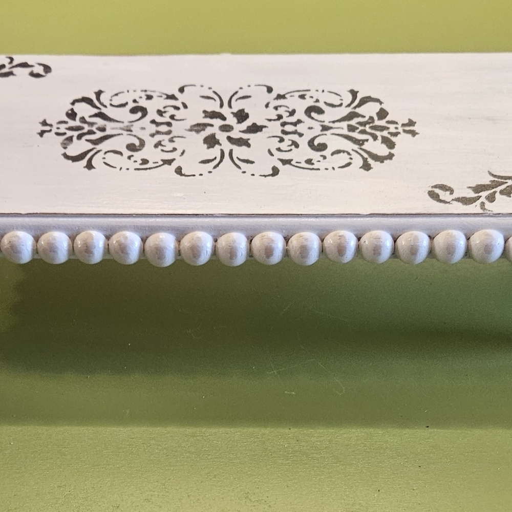 Decorative Distressed White and Black Wooden Tray/Riser - Picture 2 of 6